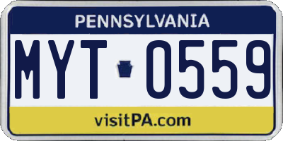 PA license plate MYT0559