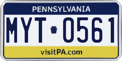 PA license plate MYT0561