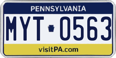 PA license plate MYT0563
