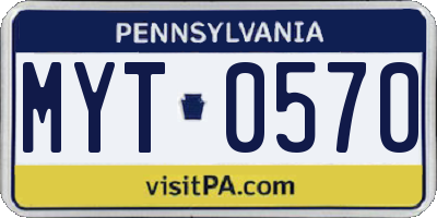 PA license plate MYT0570