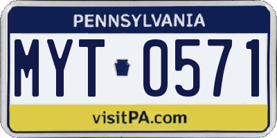 PA license plate MYT0571
