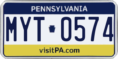 PA license plate MYT0574