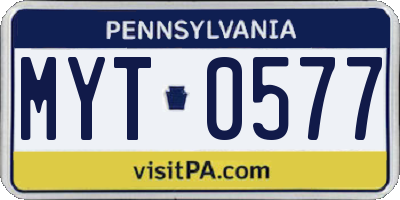 PA license plate MYT0577