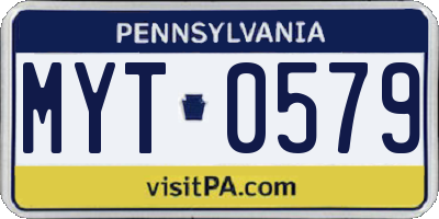 PA license plate MYT0579