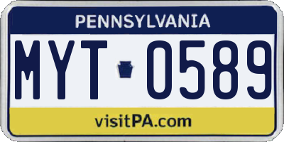 PA license plate MYT0589
