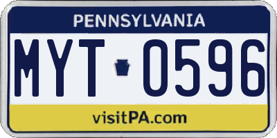 PA license plate MYT0596