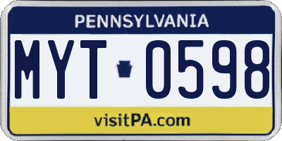 PA license plate MYT0598