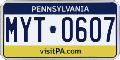 PA license plate MYT0607