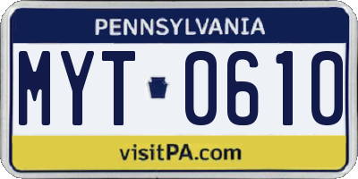 PA license plate MYT0610