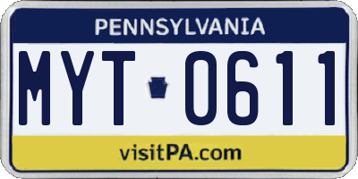 PA license plate MYT0611