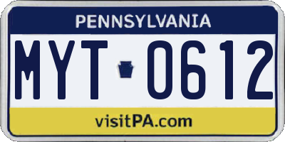 PA license plate MYT0612