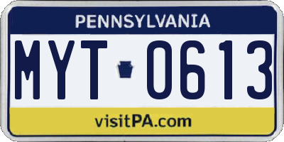 PA license plate MYT0613