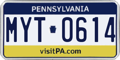 PA license plate MYT0614