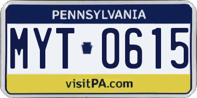 PA license plate MYT0615