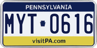 PA license plate MYT0616