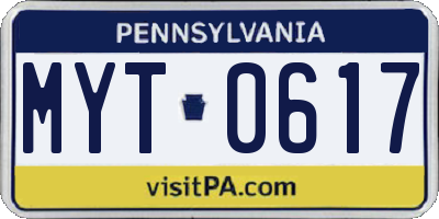 PA license plate MYT0617