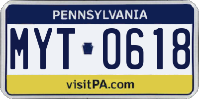 PA license plate MYT0618