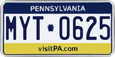 PA license plate MYT0625