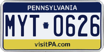 PA license plate MYT0626