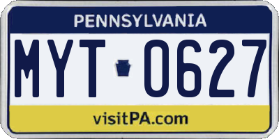 PA license plate MYT0627