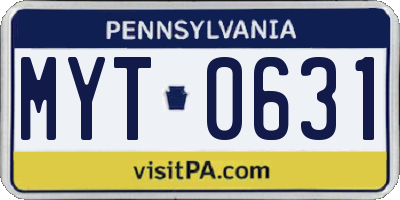 PA license plate MYT0631