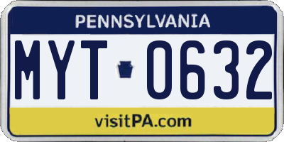 PA license plate MYT0632