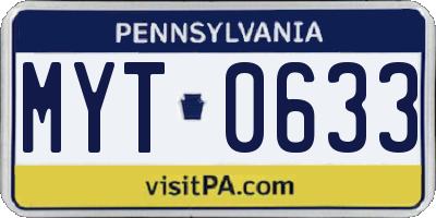 PA license plate MYT0633