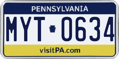 PA license plate MYT0634