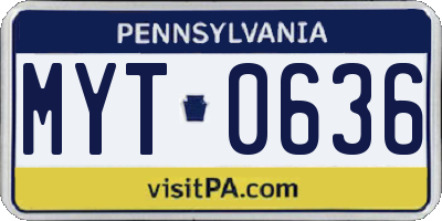 PA license plate MYT0636