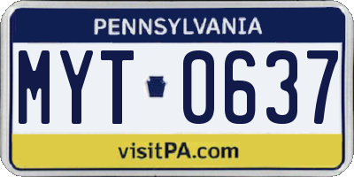 PA license plate MYT0637
