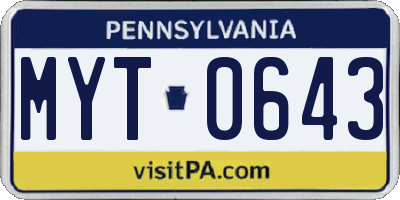 PA license plate MYT0643