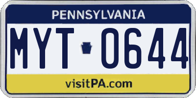 PA license plate MYT0644