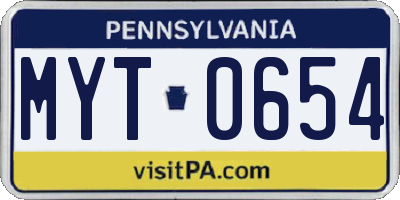 PA license plate MYT0654