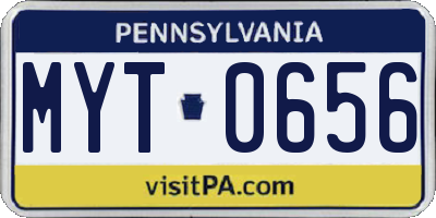 PA license plate MYT0656