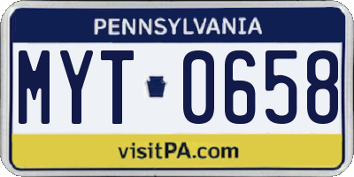 PA license plate MYT0658