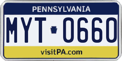 PA license plate MYT0660