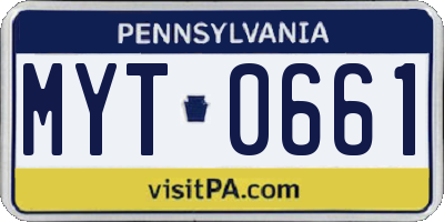 PA license plate MYT0661