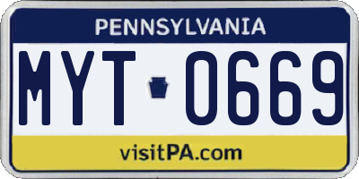 PA license plate MYT0669