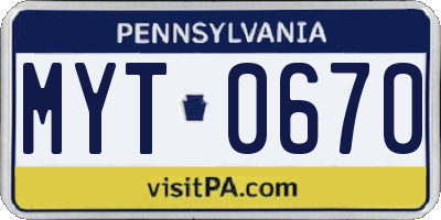 PA license plate MYT0670