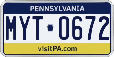 PA license plate MYT0672