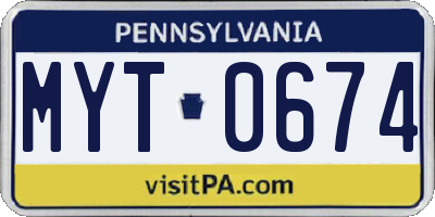 PA license plate MYT0674