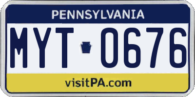 PA license plate MYT0676