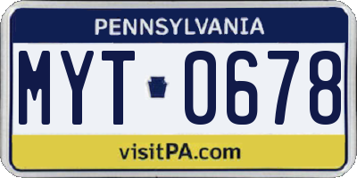 PA license plate MYT0678