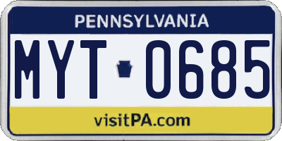 PA license plate MYT0685