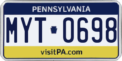 PA license plate MYT0698