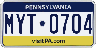 PA license plate MYT0704