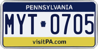 PA license plate MYT0705
