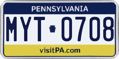 PA license plate MYT0708