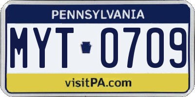 PA license plate MYT0709