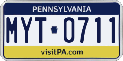 PA license plate MYT0711